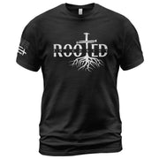 Rooted In Christ Cross Roots Christian, Christian Shirts for Men - Christian Tee Shirts - Rust Field Wear
