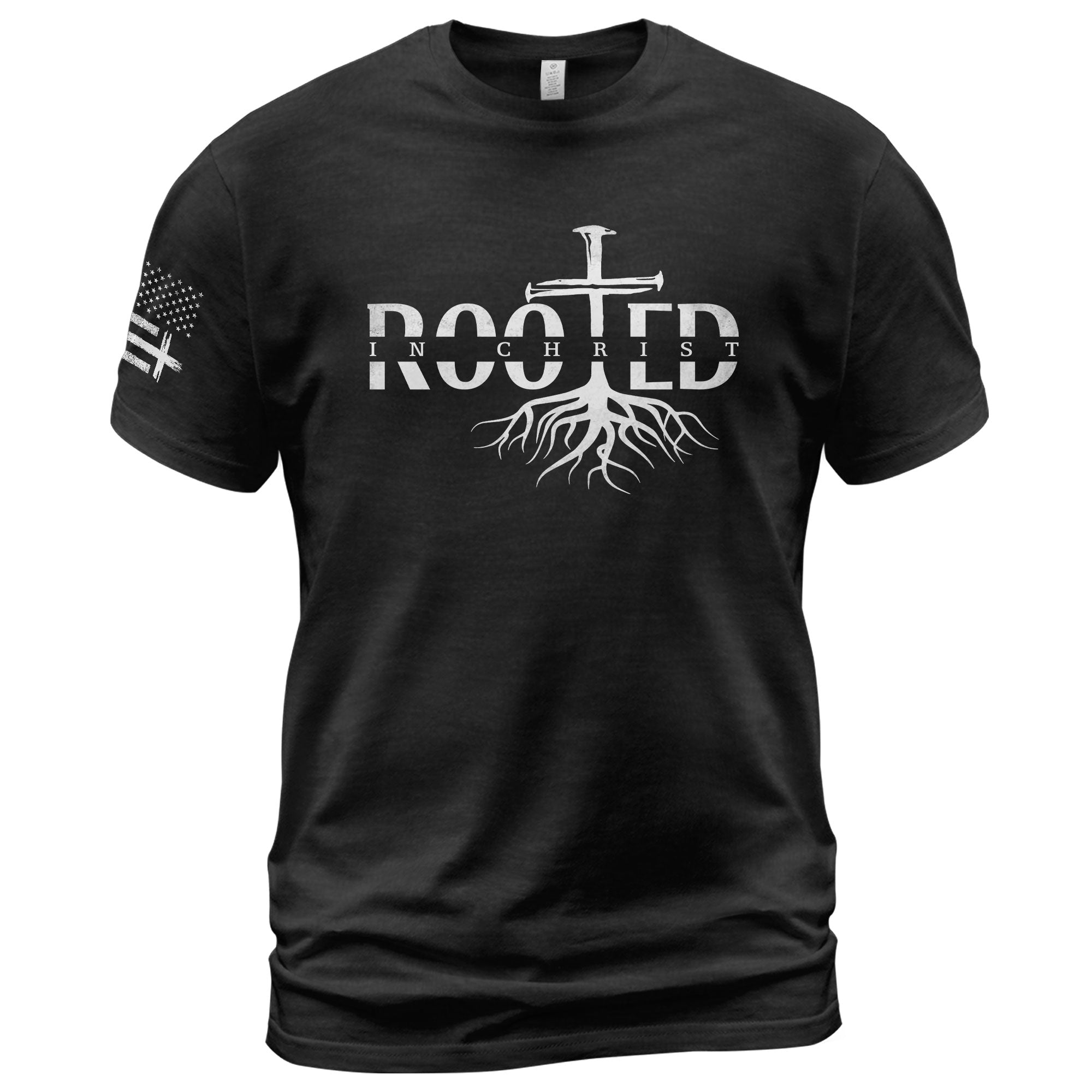 Rooted In Christ Cross Roots Christian, Christian Shirts for Men - Christian Tee Shirts - Rust Field Wear