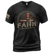 Faith Over Fear Psalms 118:6 Lion Cross American Flag Christian, Christian Shirts for Men - Christian Tee Shirts - Rust Field Wear