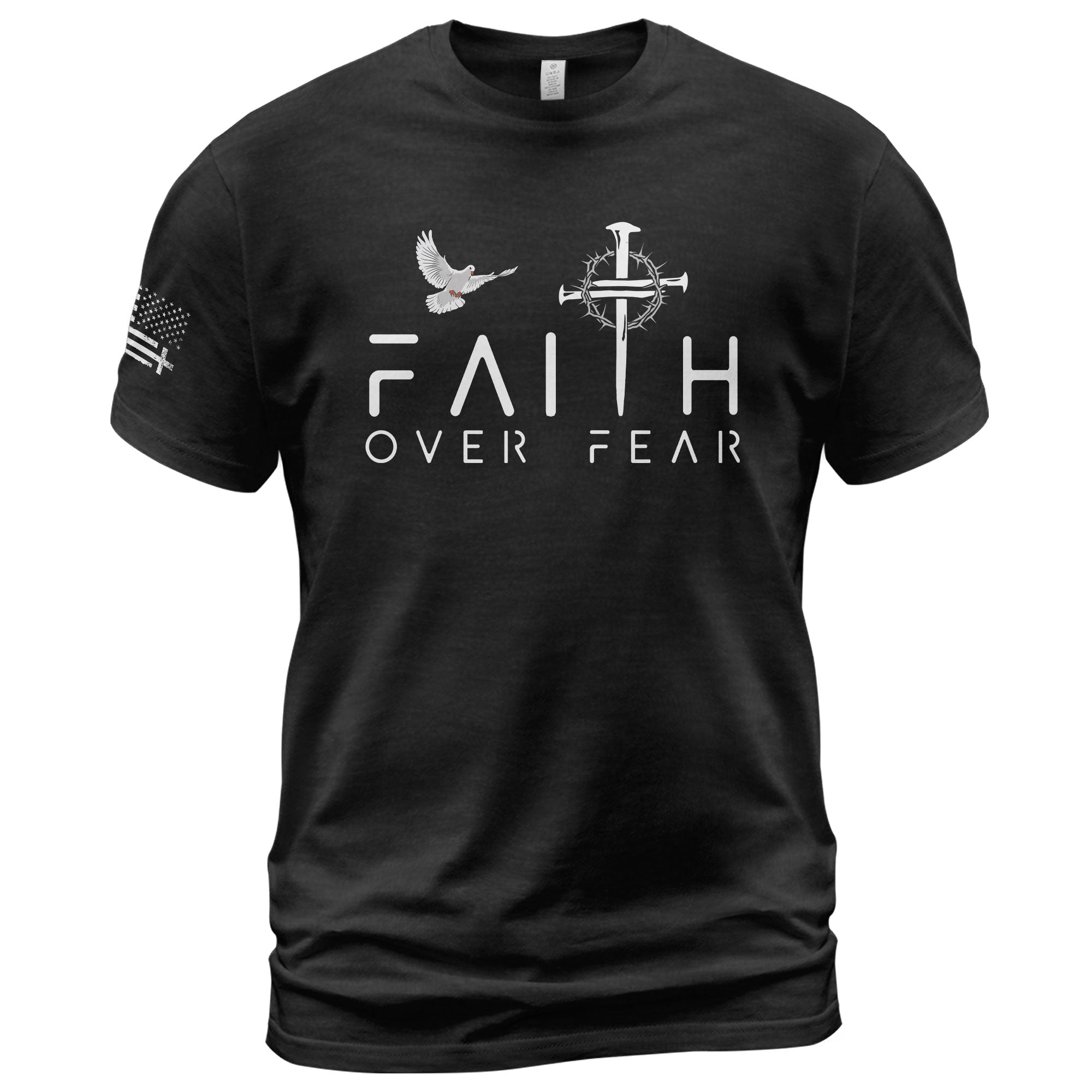 Christian Shirts for Men - Faith Over Fear Dove and Nail Cross Christian, Christian Tee Shirts - Rust Field Wear