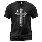 Faith Over Fear American Flag Cross Dove Christian, Christian Shirts for Men - Christian Tee Shirts - Rust Field Wear