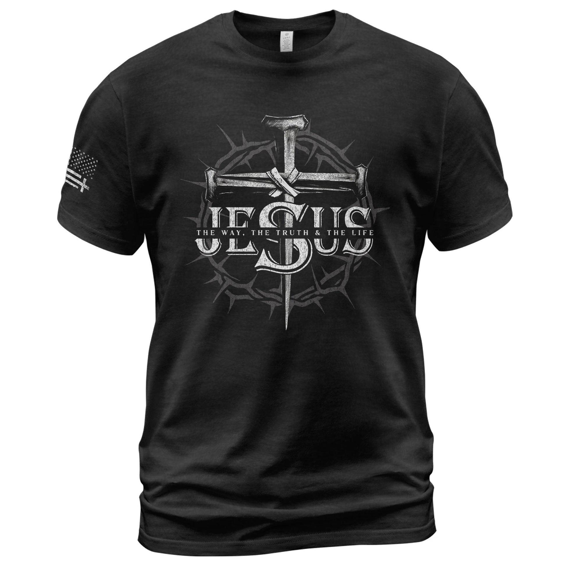 Jesus The Way The Truth The Life Nail Cross Crown Christian - Christian Shirts for Men, Faith Based Christian Tee Shirts - Rust Field Wear