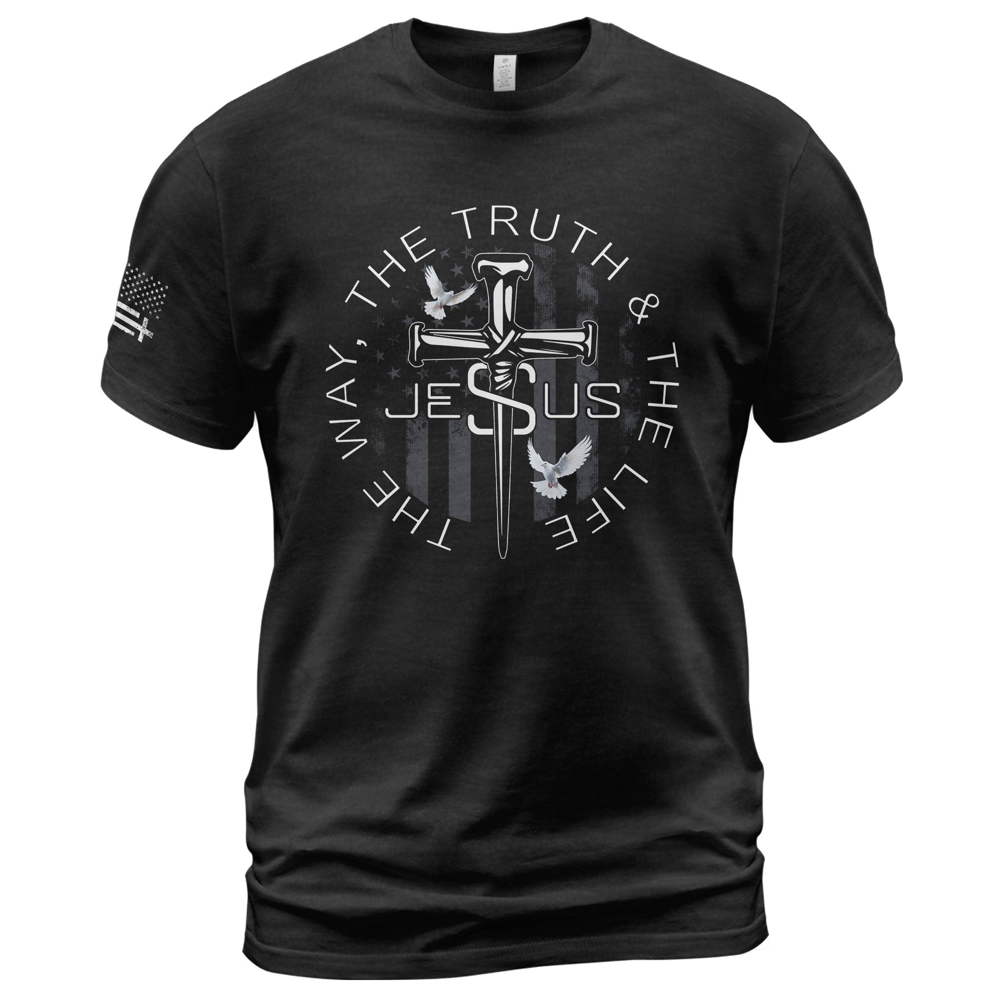 Christian Shirts for Men - Jesus The Way The Truth The Life Nail Cross Dove Christian, Christian Tee Shirts - Rust Field Wear
