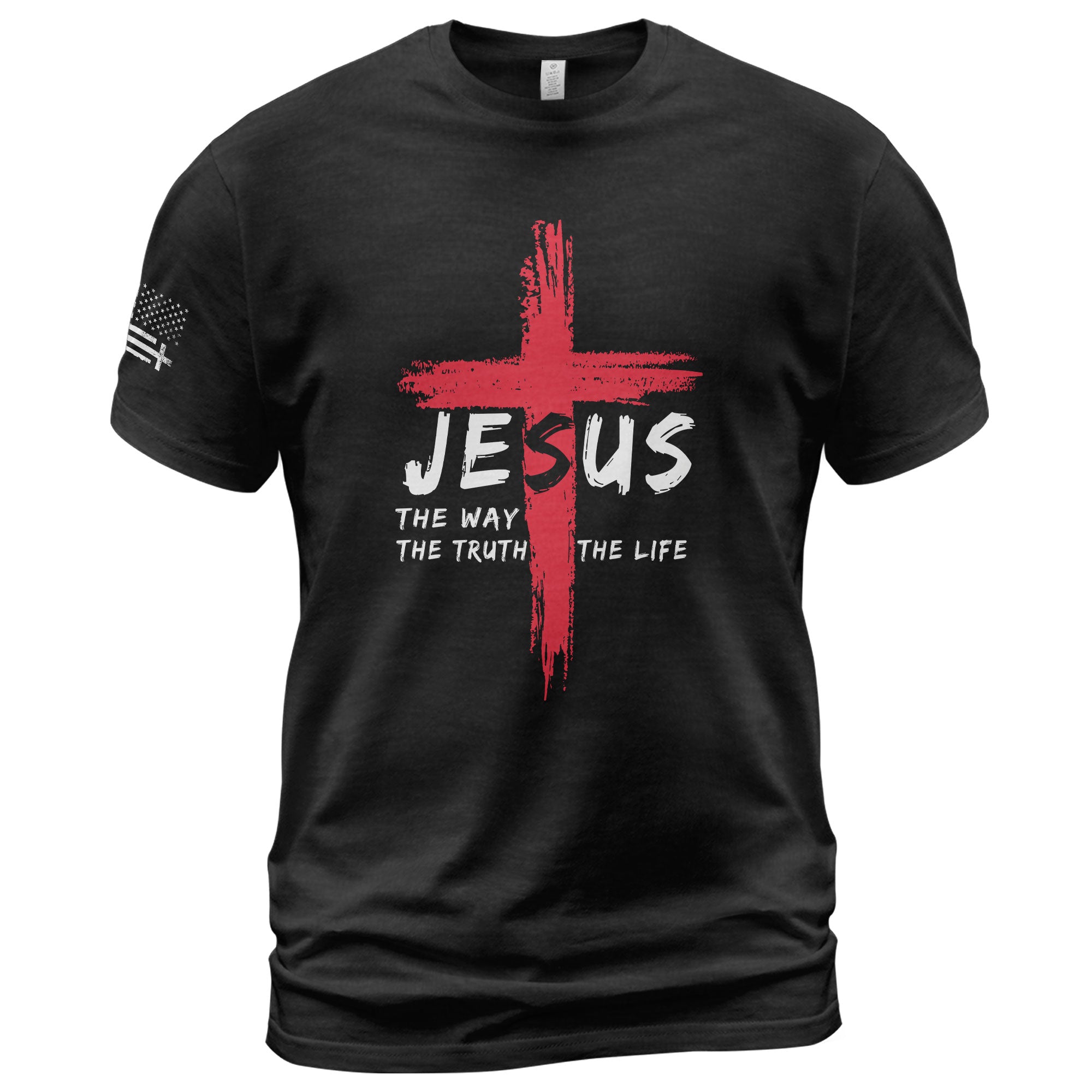 Faith Based Christian Tee Shirts, Jesus The Way The Truth The Life Red Cross Christian - Christian Shirts for Men - Rust Field Wear