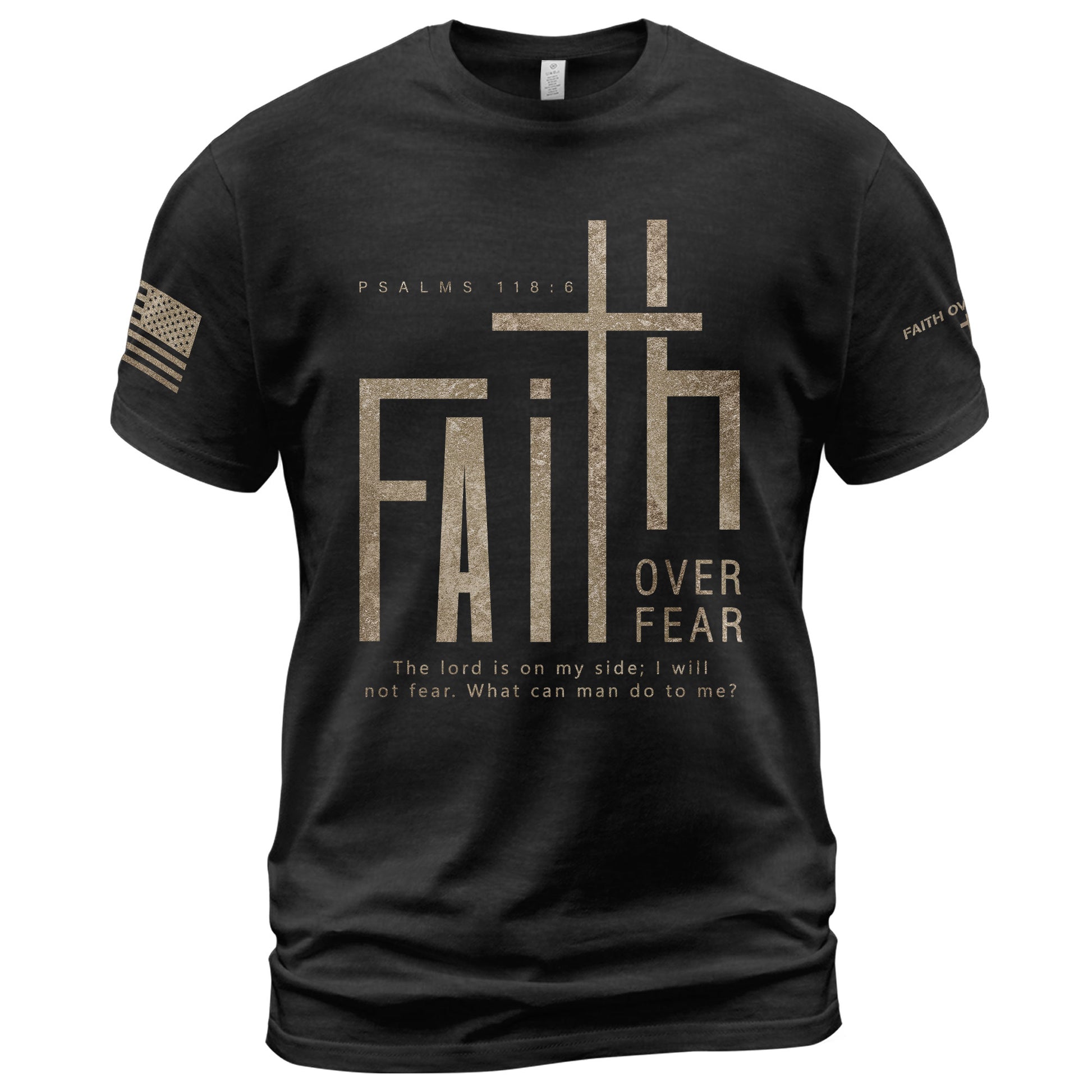 Minimal Faith Over Fear Psalms 118:6 Cross Christian - Christian Tee Shirts, Christian Shirts for Men - Rust Field Wear