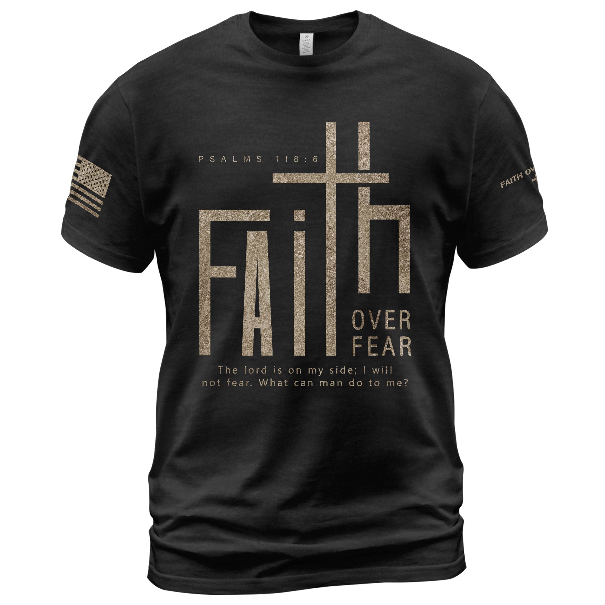 Minimal Faith Over Fear Psalms 118:6 Cross Christian - Christian Tee Shirts, Christian Shirts for Men - Rust Field Wear