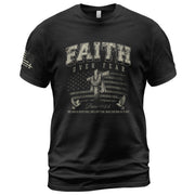 Christian Shirts for Men - Faith Over Fear American Flag Cross Doves Psalms 118:6 Christian, Christian Tee Shirts - Rust Field Wear
