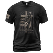 Faith Over Fear Cross With American Flag Psalms 118:6 Christian - Christian Shirts for Men, Faith Based Christian Tee Shirts - Rust Field Wear