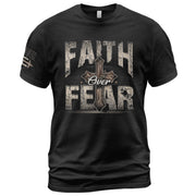 Faith Over Fear Christian Vintage Cross Crown Design, Christian Shirts for Men - Christian Tee Shirts - Rust Field Wear