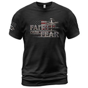 Christian Tee Shirts, Faith Over Fear Christian American Flag Cross Shield Design - Christian Shirts for Men - Rust Field Wear