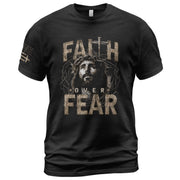 Faith Over Fear Christian Jesus Crown Cross Design, Christian Tee Shirts - Faith Shirts for Men - Rust Field Wear