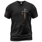 Faith Over Fear Cross American Flag Christian Psalm 118:6 Design, Christian Shirts for Men - Christian Tee Shirts - Rust Field Wear