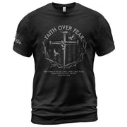 Christian Tee Shirts, Faith Over Fear American Flag Psalm 118:6 Christian - Christian Shirts for Men - Rust Field Wear