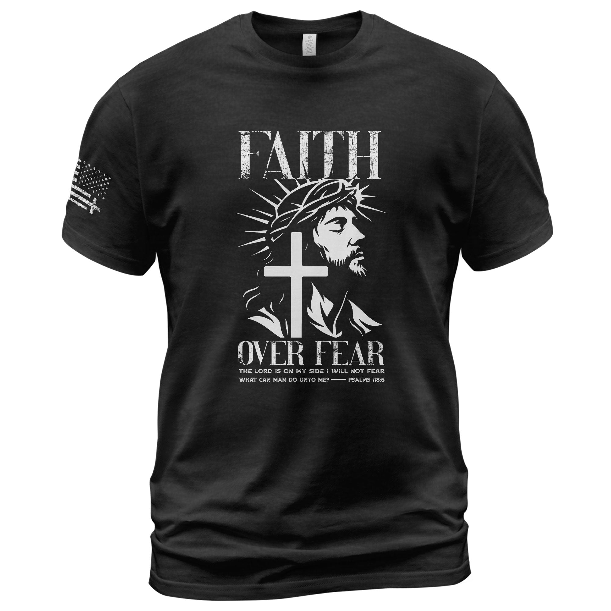 Faith Over Fear Christian Jesus Cross Psalms 118:6 Design - Christian Shirts for Men, Faith Based Christian Tee Shirts - Rust Field Wear