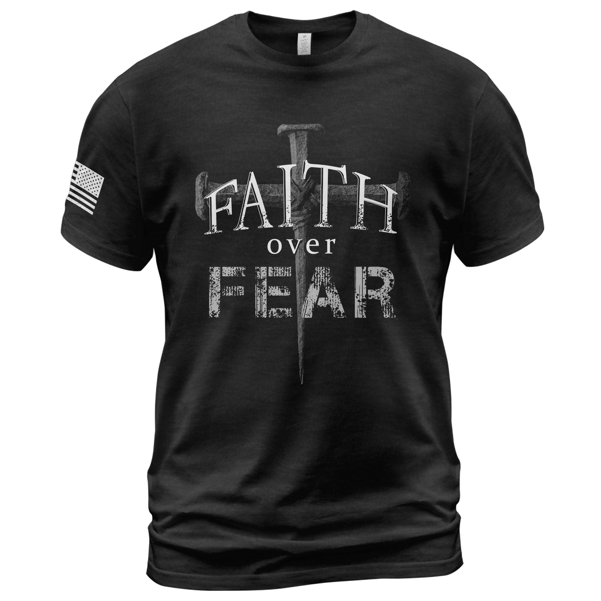 Faith Over Fear Christian Nail Cross Patriotic Religious Jesus Shirt - Rust Field Wear