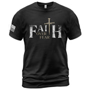 Faith Over Fear Christian Nail Cross Patriotic Religious, Christian Shirts for Men - Christian Tee Shirts - Rust Field Wear