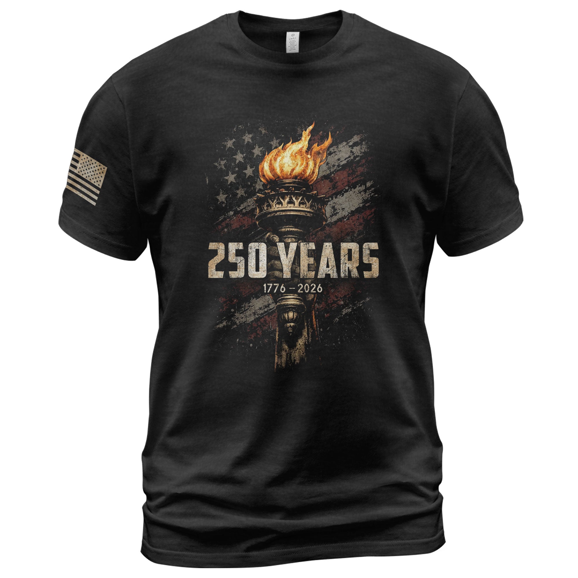 USA 250th Anniversary Shirt 1776-2026 American Flag Liberty Torch Patriotic for Men - Rust Field Wear