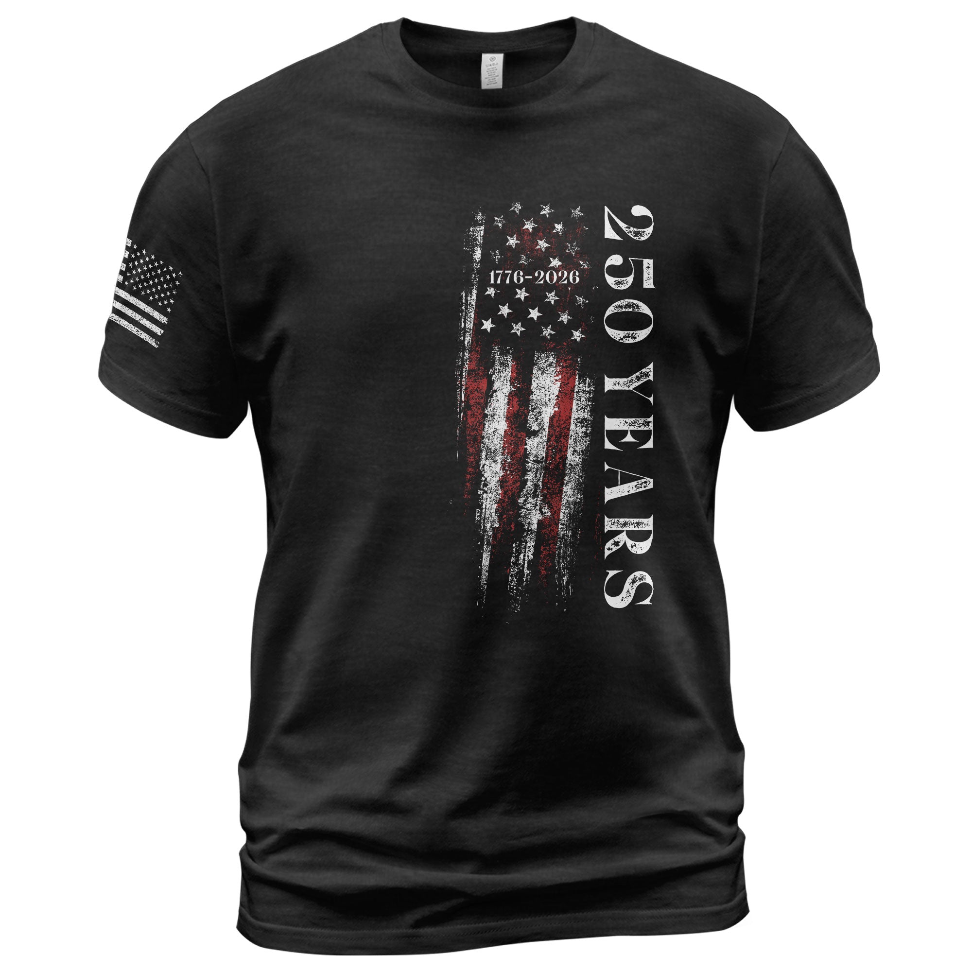 250 Years Vertical Flag T-Shirt – Vintage USA Independence 1776–2026 Shirt - Rust Field Wear