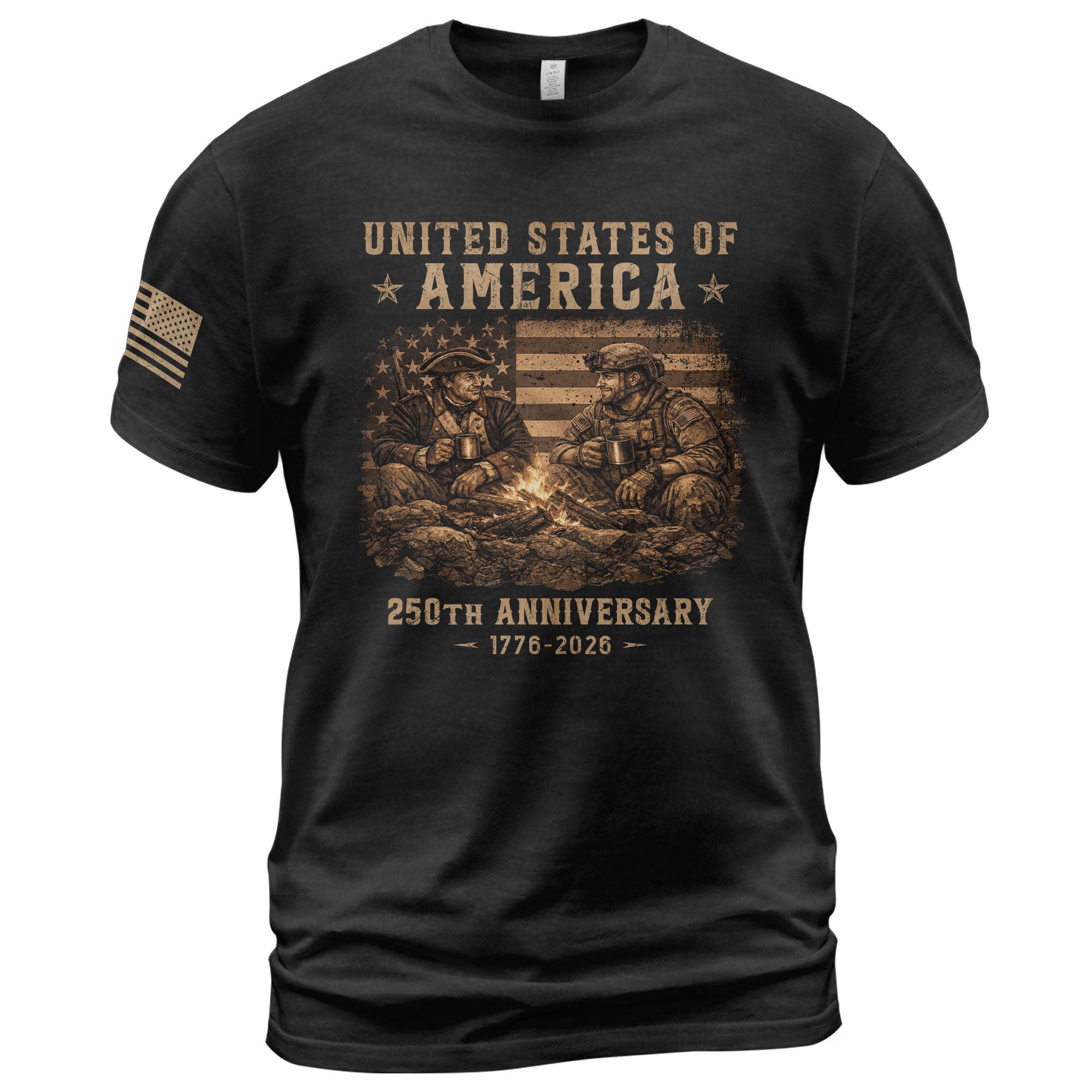 USA 250th Anniversary 250 Years Shirt 1776-2026 Past and Present Soldiers Patriotic Flag - Rust Field Wear