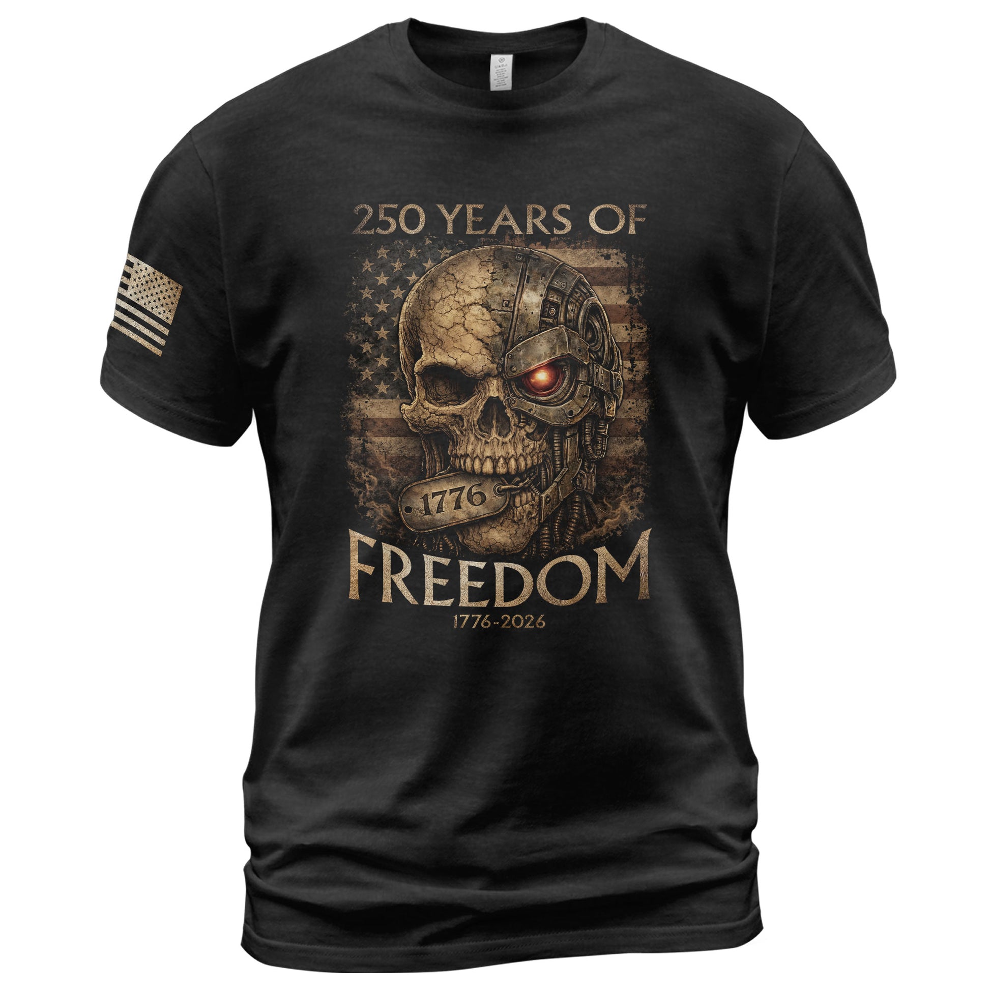 USA 250th Anniversary 250 Years Shirt 1776-2026 Mental Strength Freedom Cyborg Skull Patriotic Mens - Rust Field Wear