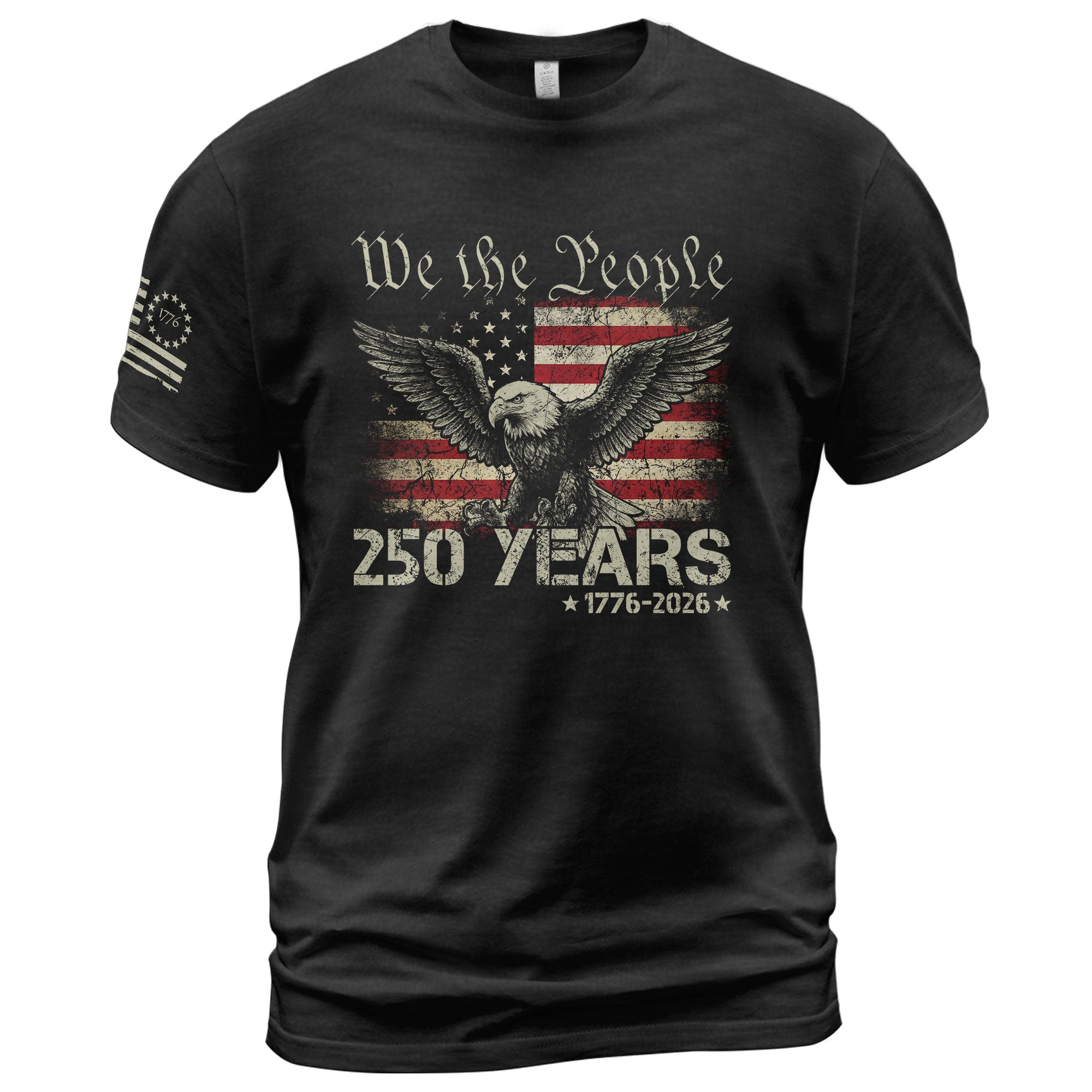 USA 250th Anniversary T-Shirt 250 Years 1776-2026 Winged Eagle Distressed Flag Patriotic - Rust Field Wear