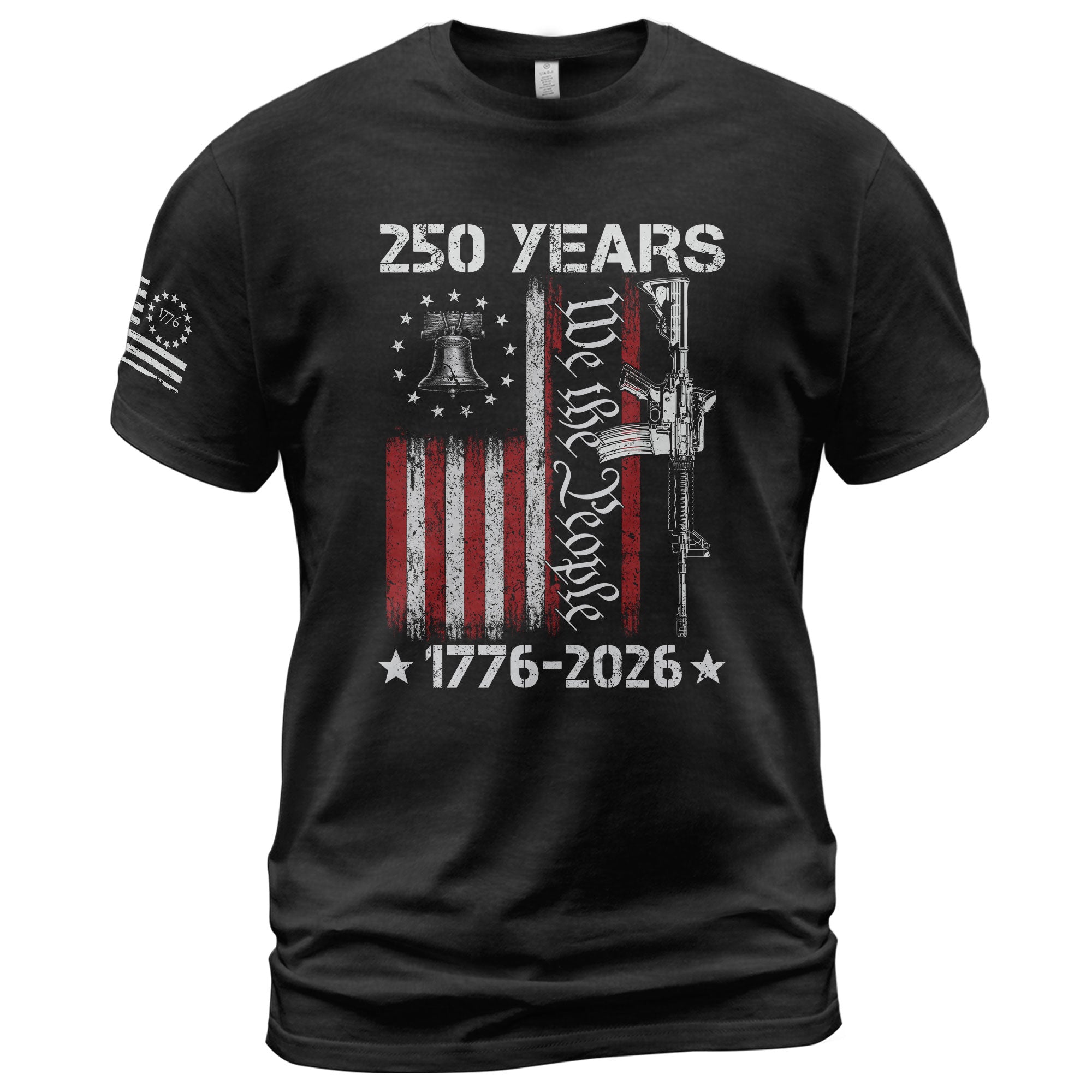 We The People 250th Anniversary T-Shirt 250 Years 1776-2026 Liberty Bell Rifle Patriotic - Rust Field Wear