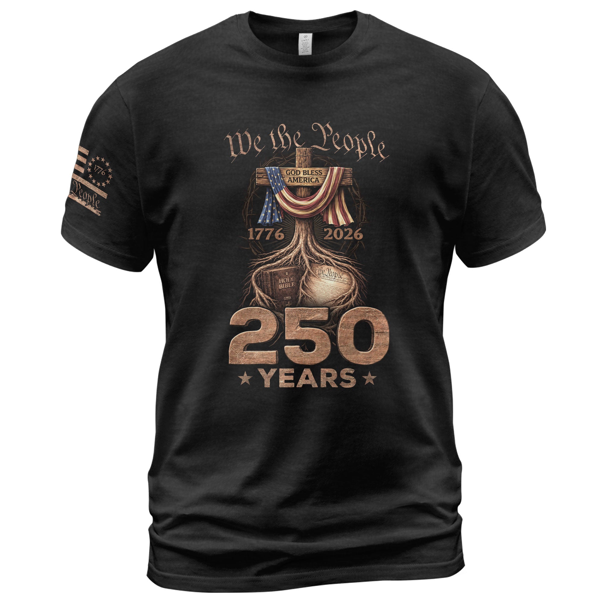 Christian USA Independence Celebration Shirt Patriotic Faith 250 Year Tribute - Rust Field Wear