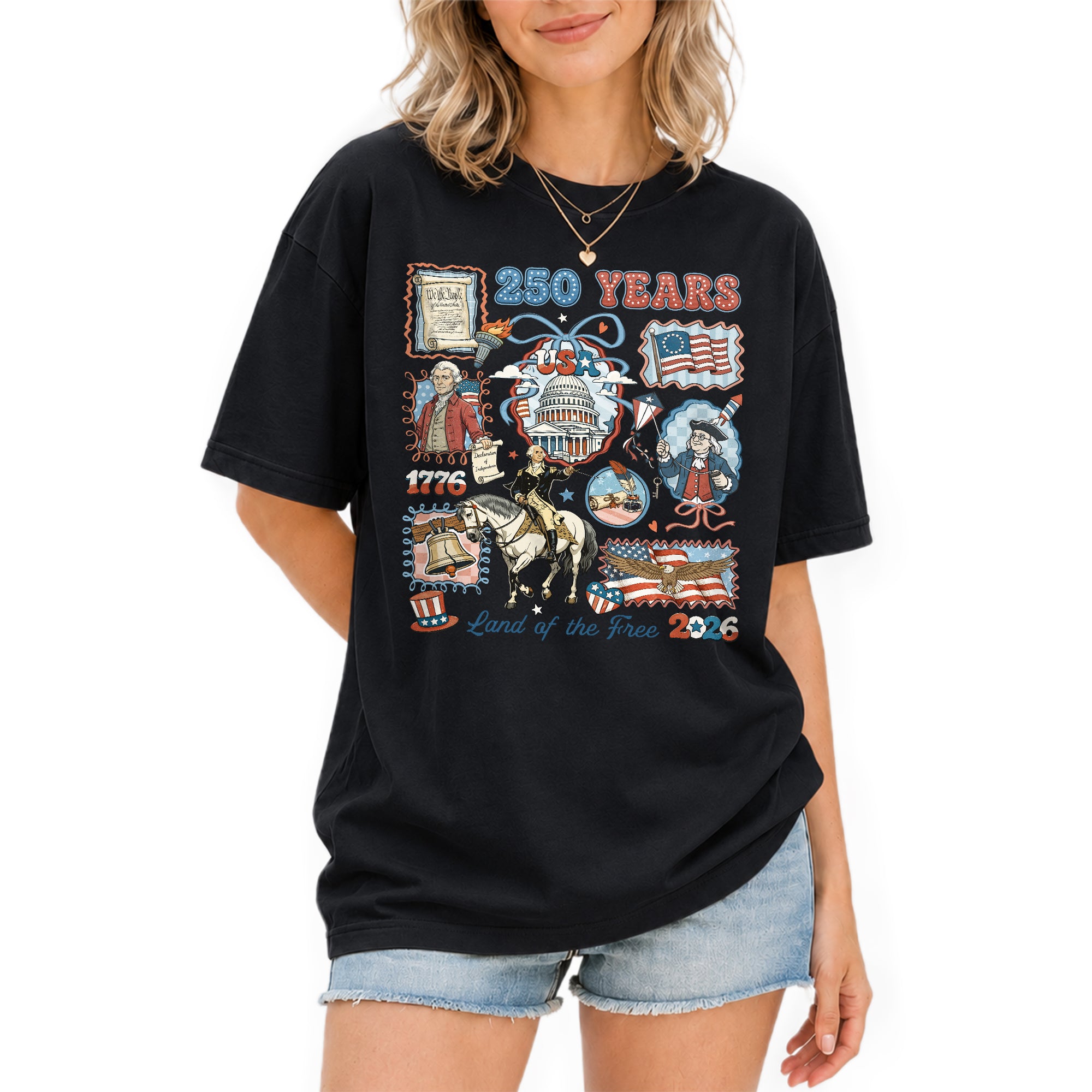 1776-2026 USA 250th Celebration Shirt - Retro Freedom Stamp Patriotic T-Shirt - Rust Field Wear