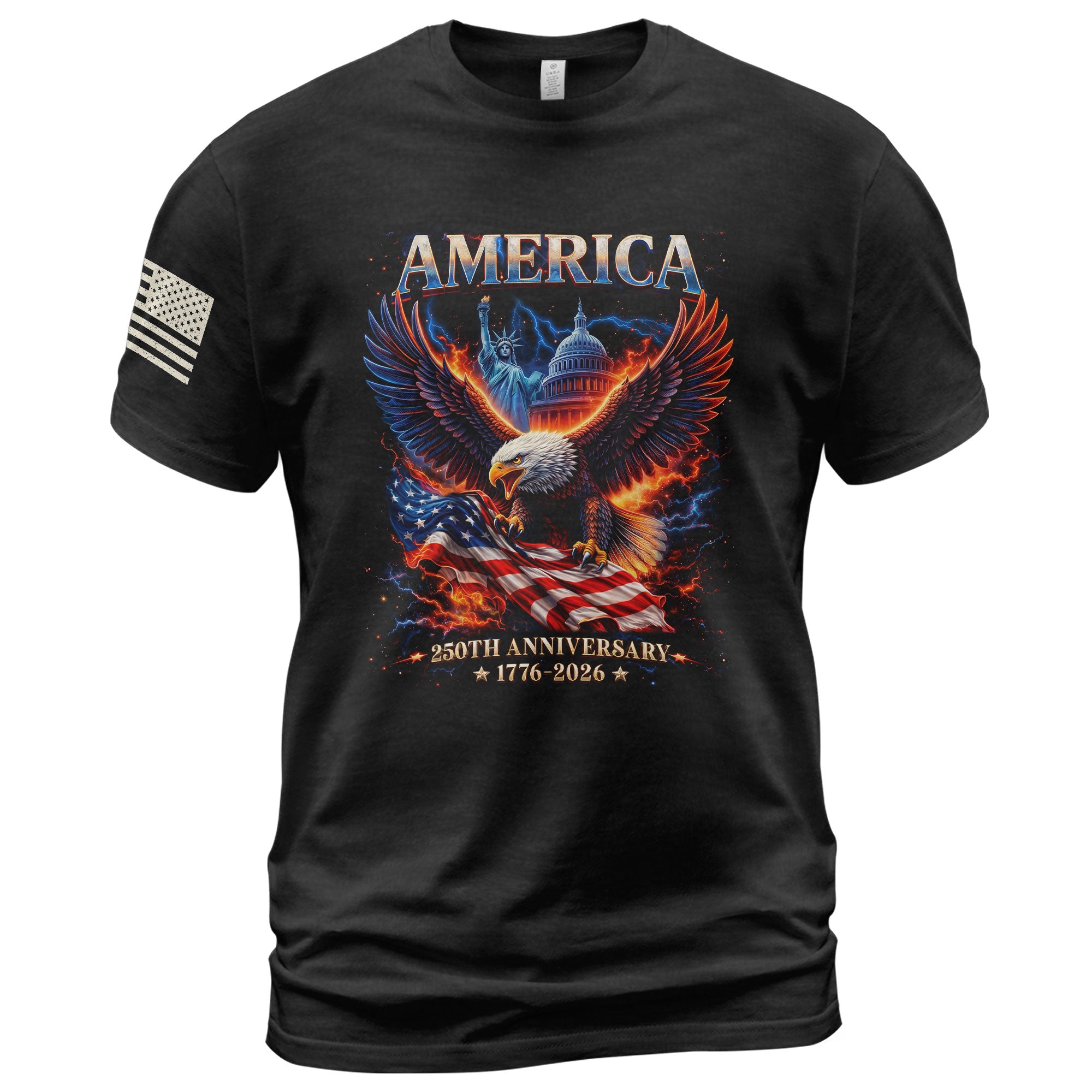 250 Year American Anniversary Shirt - Freedom Eagle Bootleg Graphic Tee - Rust Field Wear