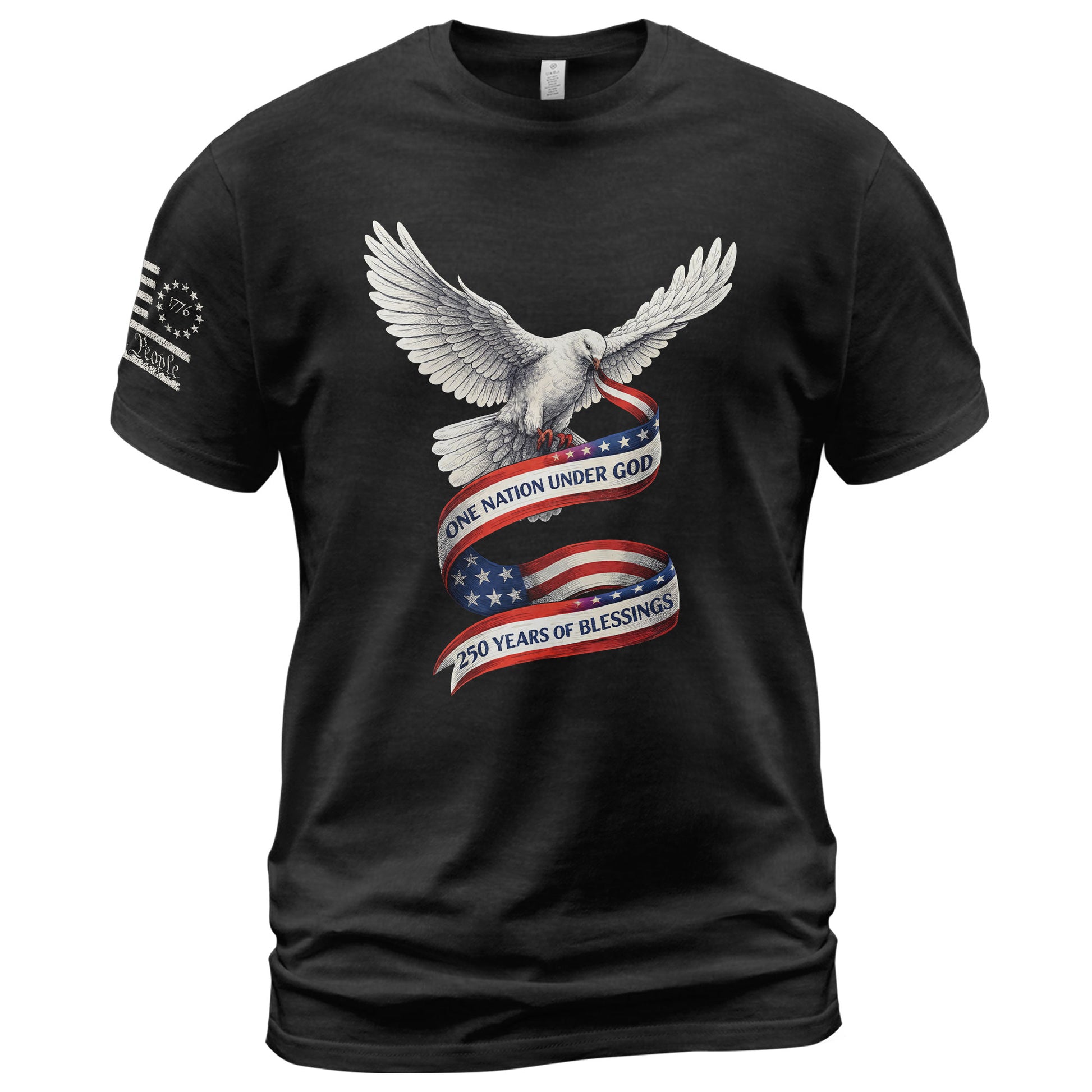 250 Years of Blessings One Nation Under God T-Shirt - Peace Dove Patriotic Graphic Tee - Rust Field Wear