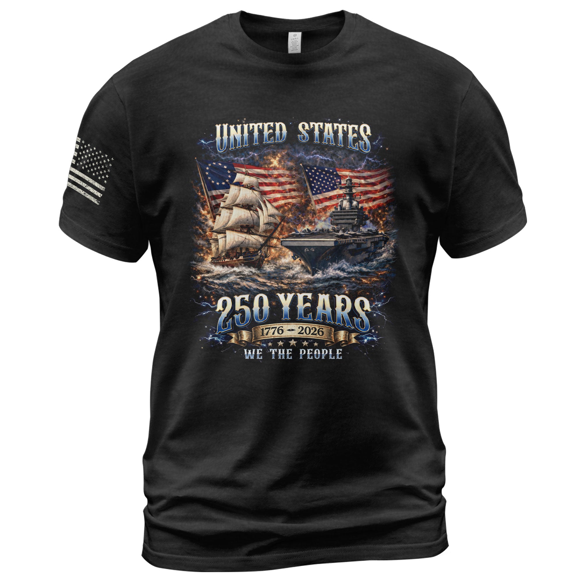 1776-2026 250th Anniversary Flag T-Shirt - 250 Years United States Navy Bootleg Tee, America 250th Birthday Freedom Apparel - Rust Field Wear