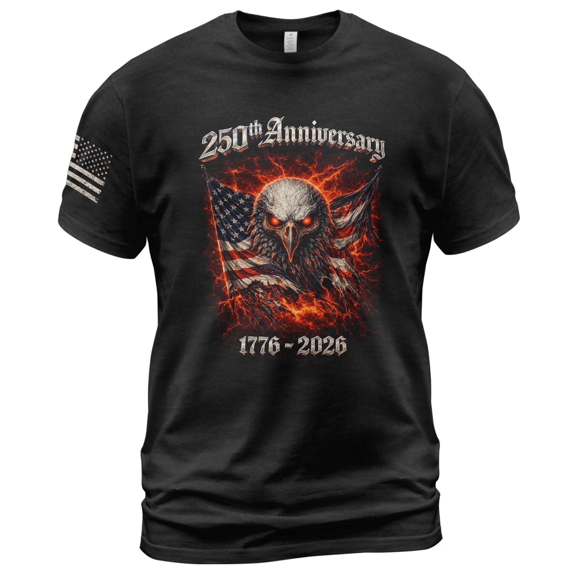 Vintage America 250th Anniversary Bootleg T-Shirt - 1776-2026 Fire Eagle Streetwear Tee, 250 Years Lightning Graphic Shirt - Rust Field Wear