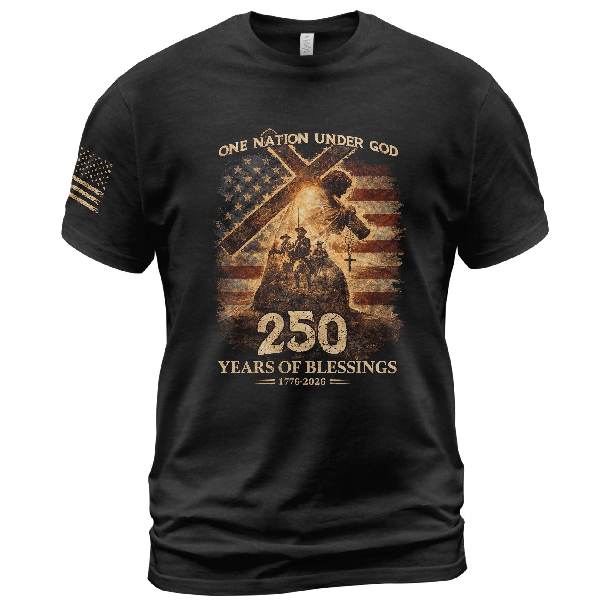 USA 250th Anniversary Shirt – 1776-2026 One Nation Under God 250 Years of Blessings Patriotic Christian Tee - Rust Field Wear