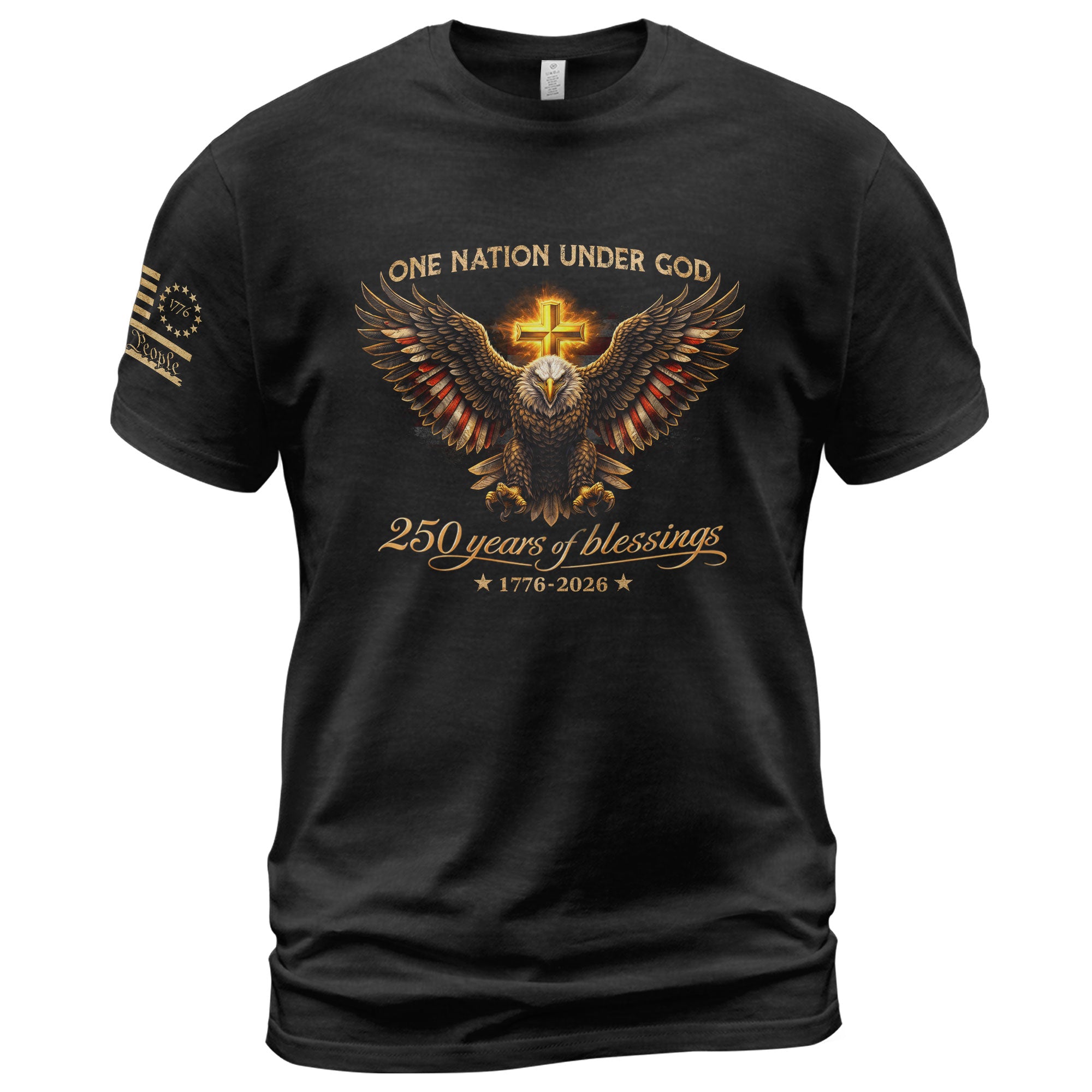 USA 250th Anniversary Eagle Shirt – 1776-2026 One Nation Under God 250 Years of Blessings Christian Patriotic Tee - Rust Field Wear