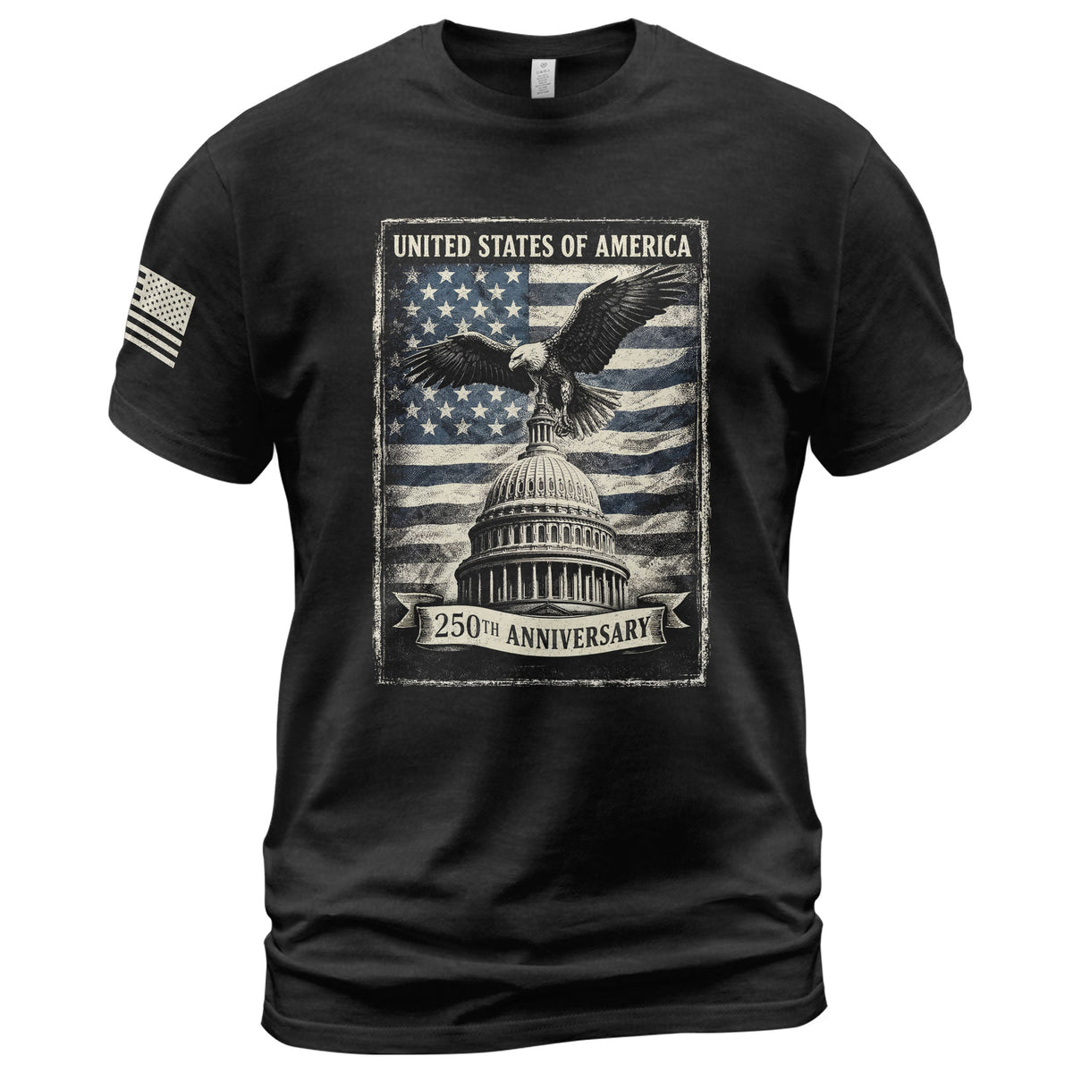 250 Years America Anniversary 1776-2026 Men's Patriotic T-Shirt – Retro Eagle & Capitol Freedom USA 250 Birthday Graphic Tee - Rust Field Wear