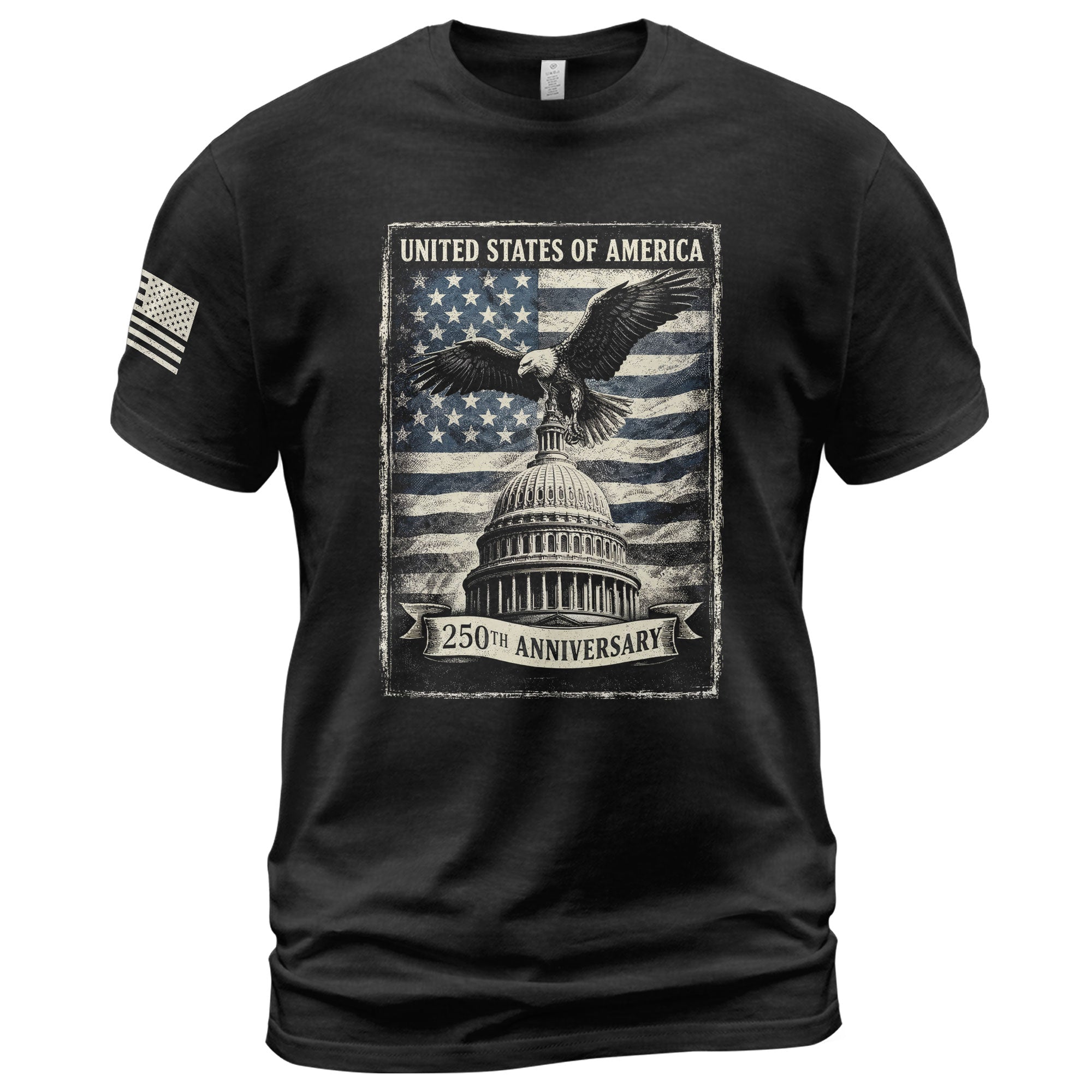 250 Years America Anniversary 1776-2026 Men's Patriotic T-Shirt – Retro Eagle & Capitol Freedom USA 250 Birthday Graphic Tee - Rust Field Wear