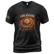 250 Years Anniversary 1776-2026 Christian Patriotic T-Shirt – Compass & Cross One Nation Under God Bible Bootleg Graphic Shirt - Rust Field Wear