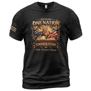 One Nation Under God 250th Birthday of America 1776-2026 T-Shirt – Faith Freedom Legacy Praying Hands Patriotic Merchandise - Rust Field Wear