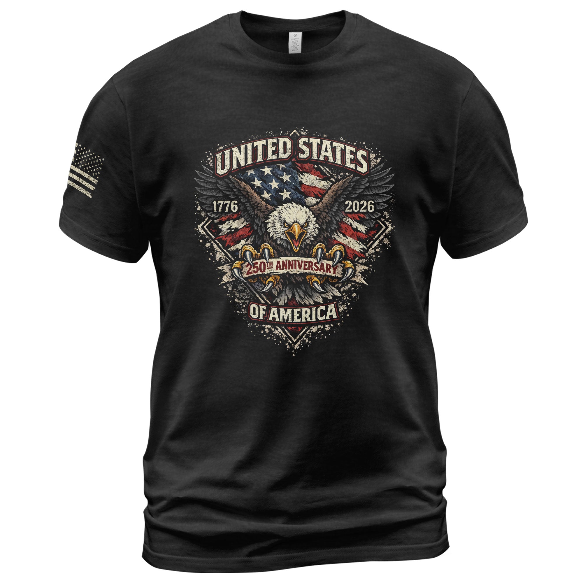 America 250th Anniversary T-Shirt 1776-2026 – Patriotic Bald Eagle & USA Flag Tee - Rust Field Wear