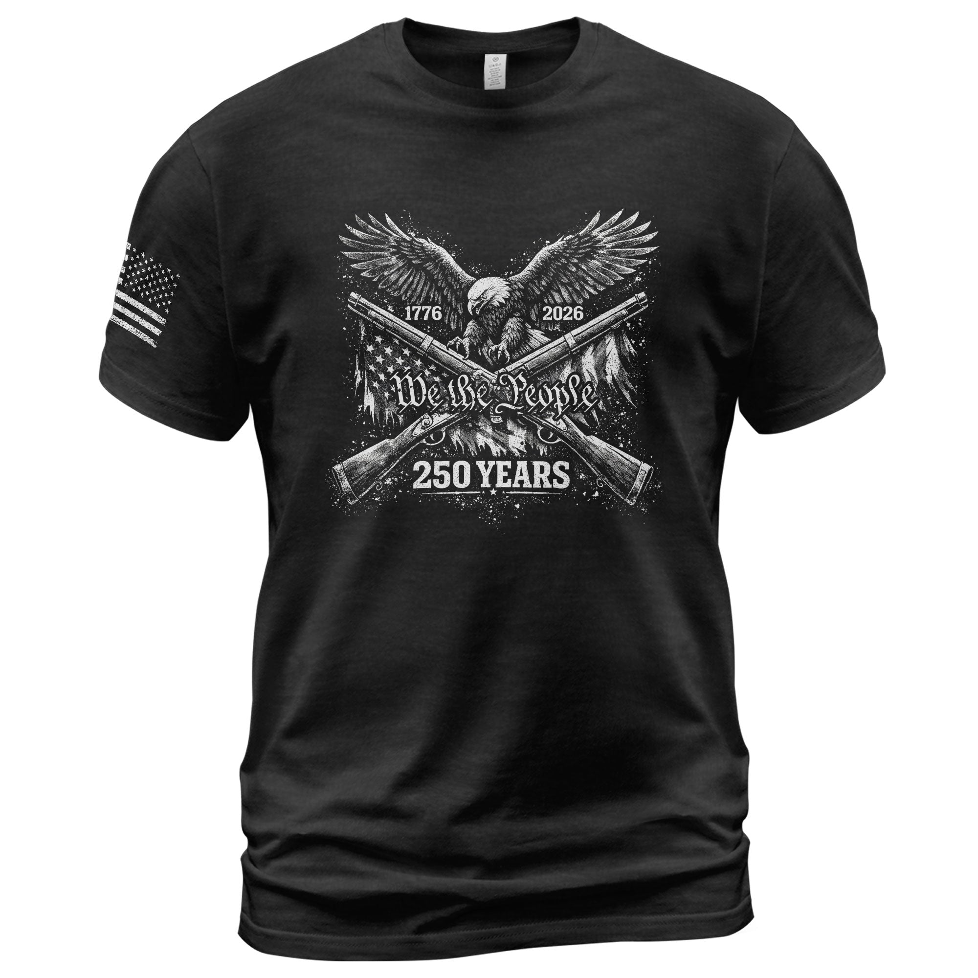 America 250th Anniversary T-Shirt 1776-2026 – We The People Eagle & Crossed Rifles Tee - Rust Field Wear