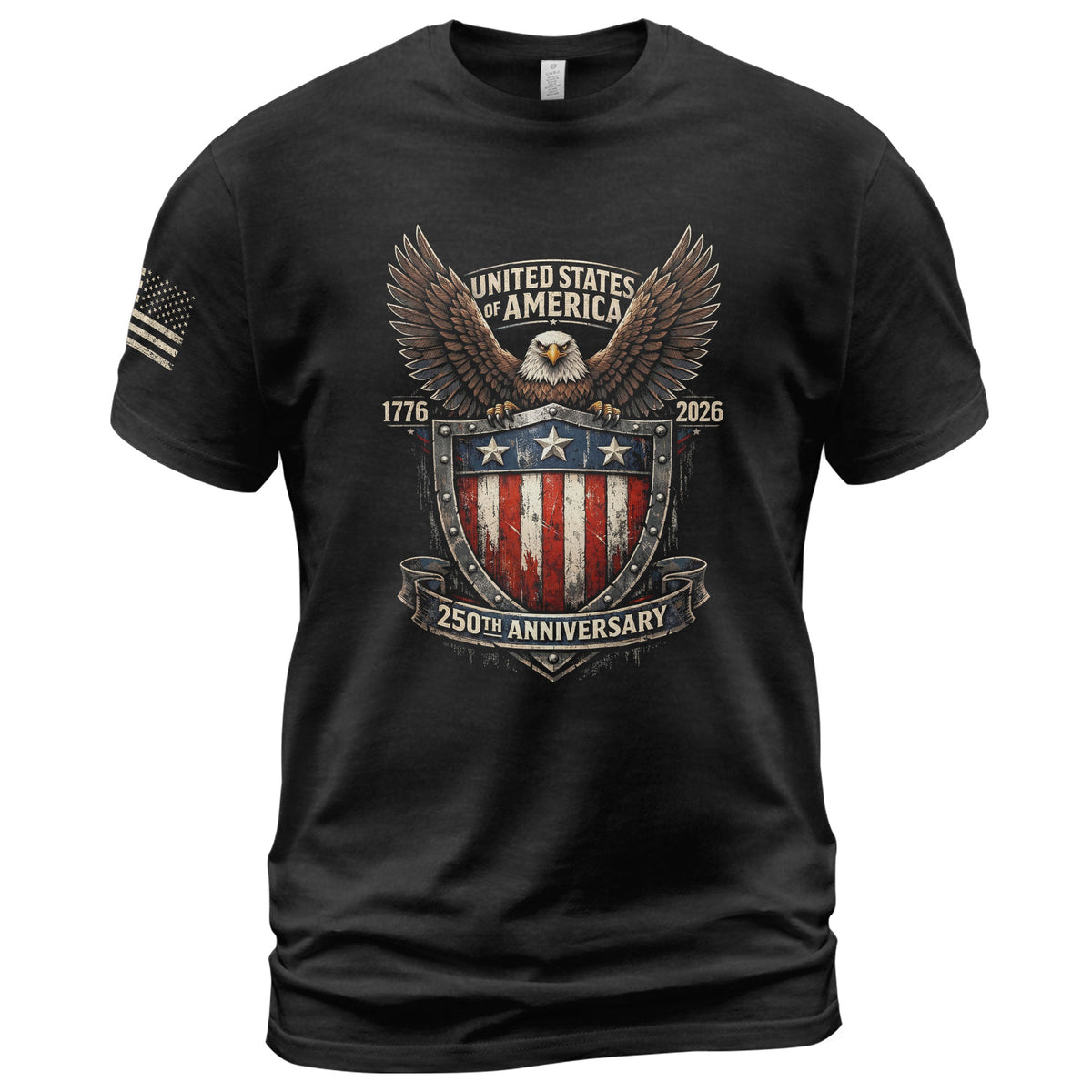 America 250th Anniversary T-Shirt 1776-2026 – Eagle Shield Heritage Tee - Rust Field Wear