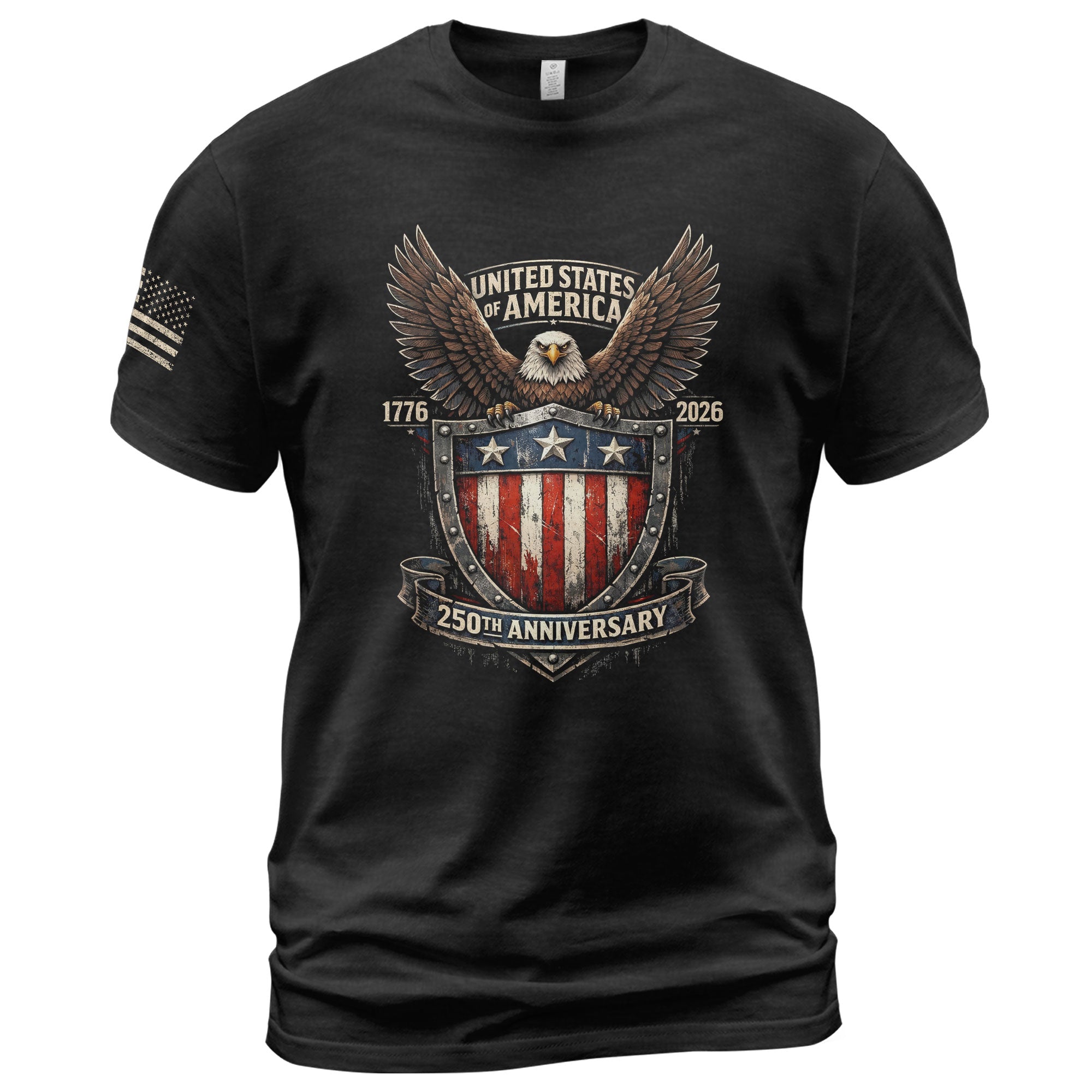 America 250th Anniversary T-Shirt 1776-2026 – Eagle Shield Heritage Tee - Rust Field Wear
