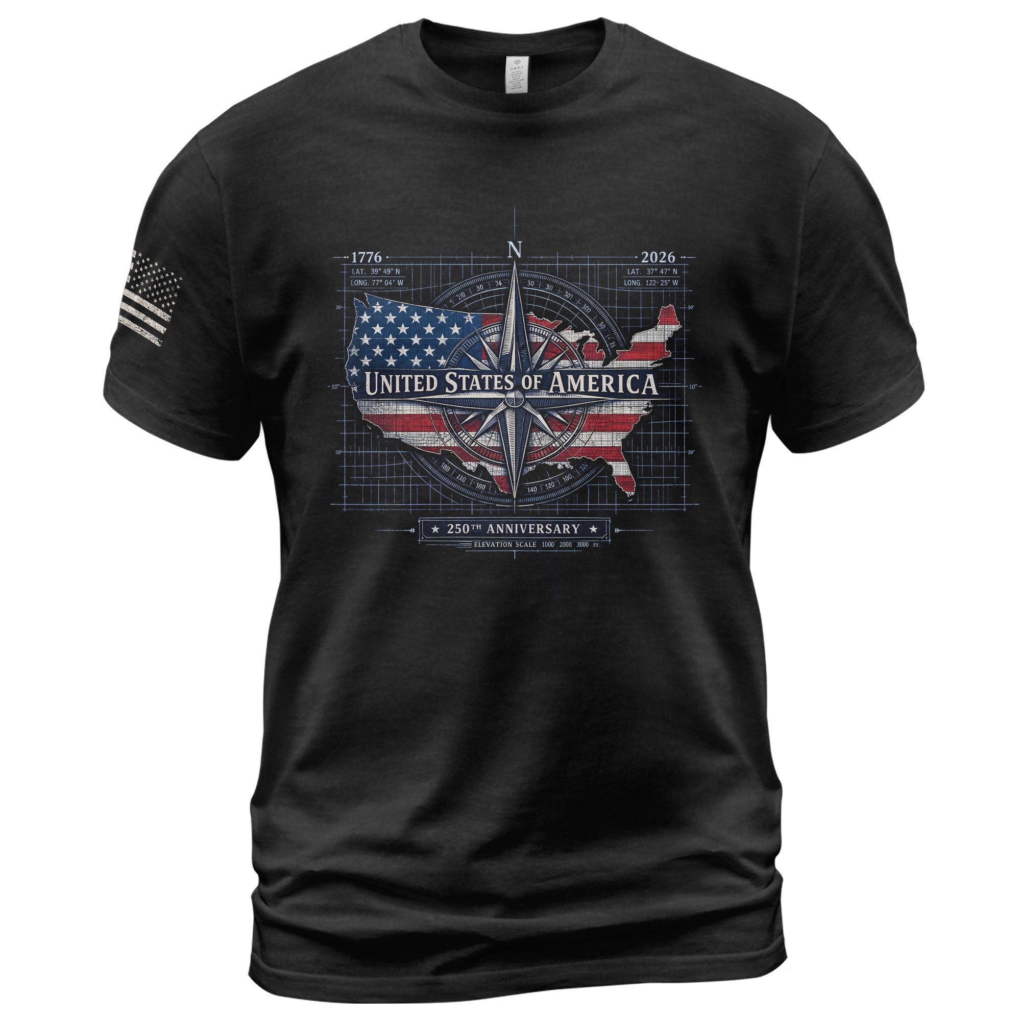 250th Anniversary USA Shirt 1776-2026 – Patriotic US Flag Freedom Tee, American Birthday Mens T-Shirt - Rust Field Wear