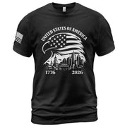 USA 250th Anniversary 1776-2026 T-Shirt – Eagle & American Flag Patriotic Freedom Mens Shirt - Rust Field Wear
