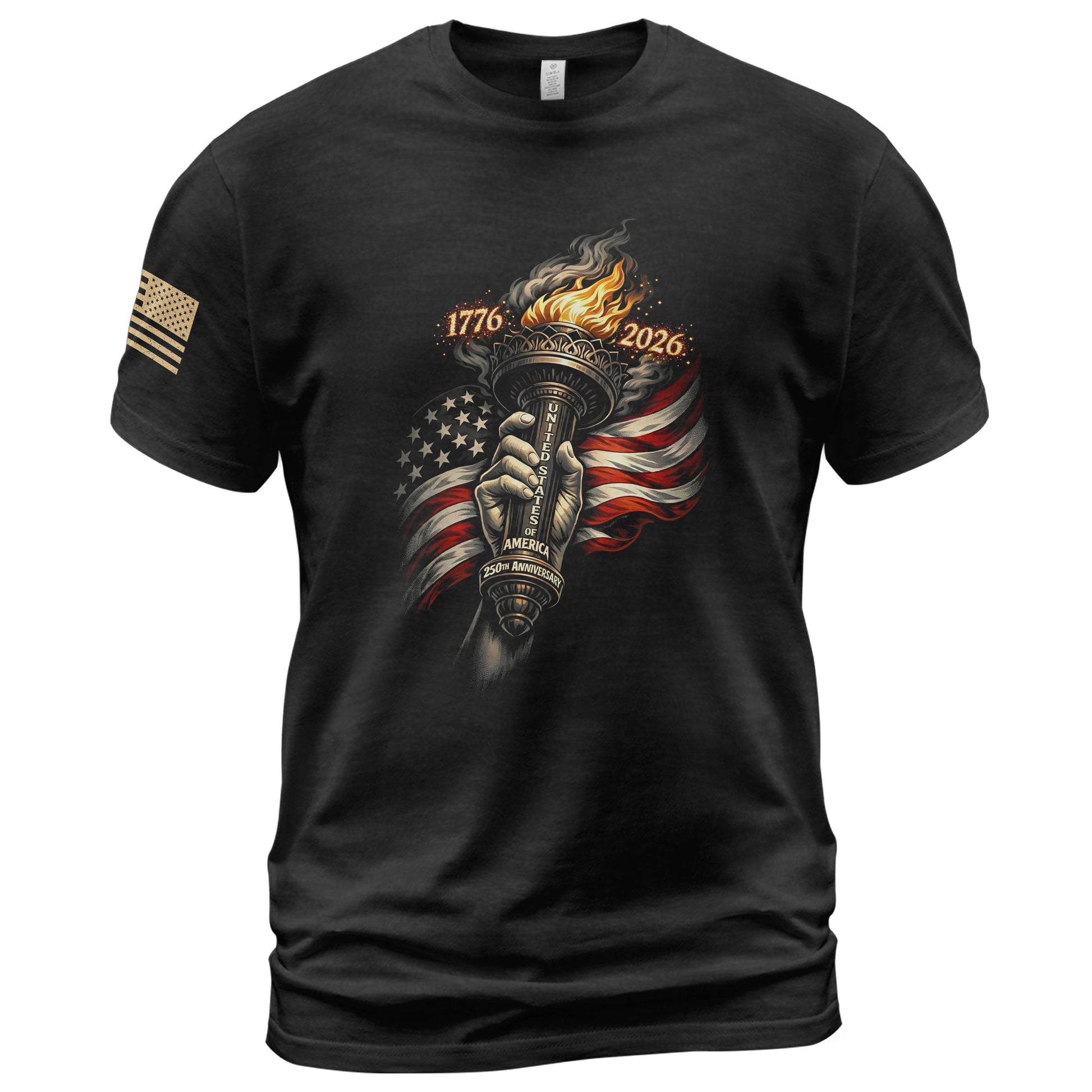 1776-2026 250th Anniversary Patriotic T-Shirt – Statue of Liberty Torch & USA Flag Freedom Tee - Rust Field Wear
