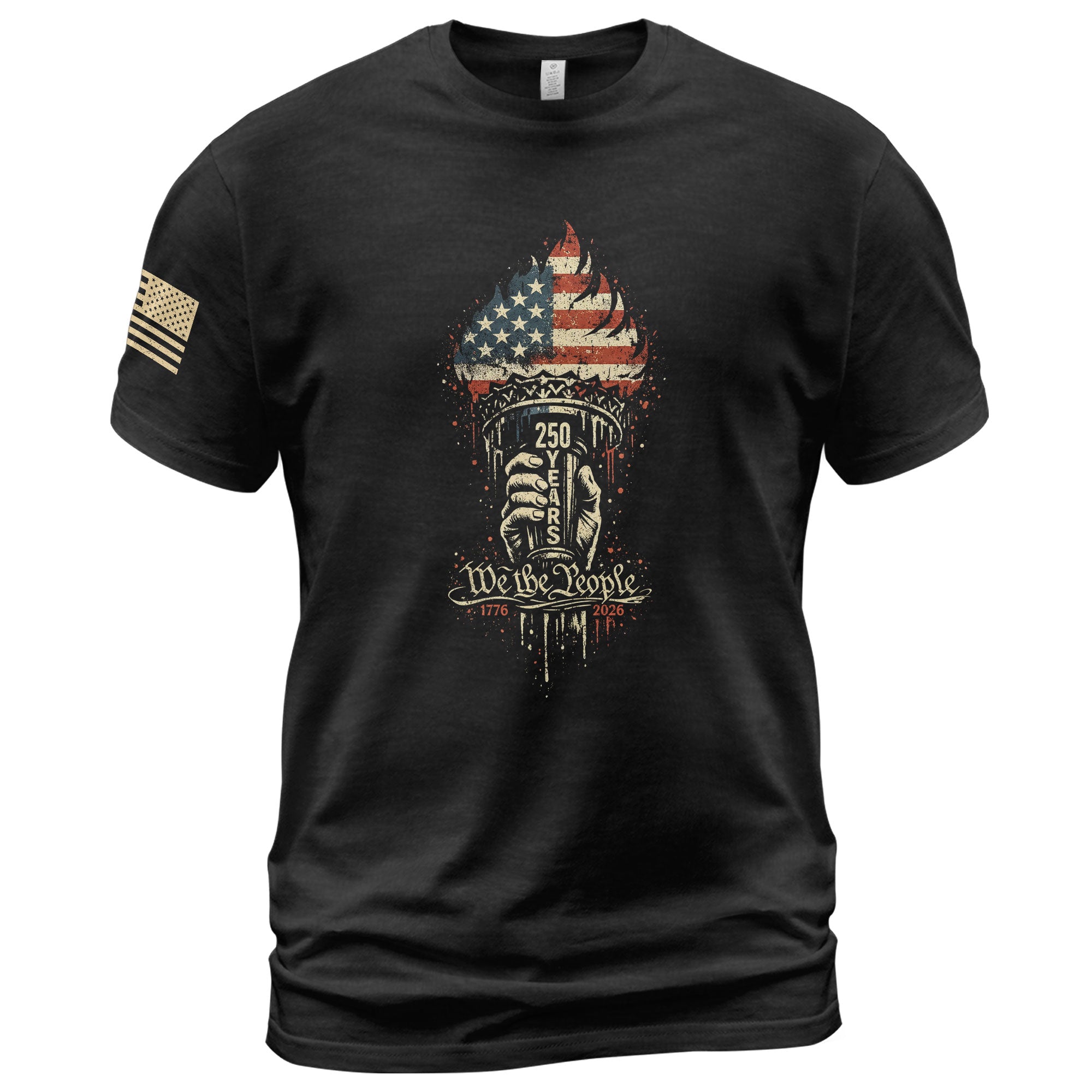 We The People 250th Anniversary 1776-2026 T-Shirt – Liberty Torch Patriotic USA Freedom Mens Tee - Rust Field Wear
