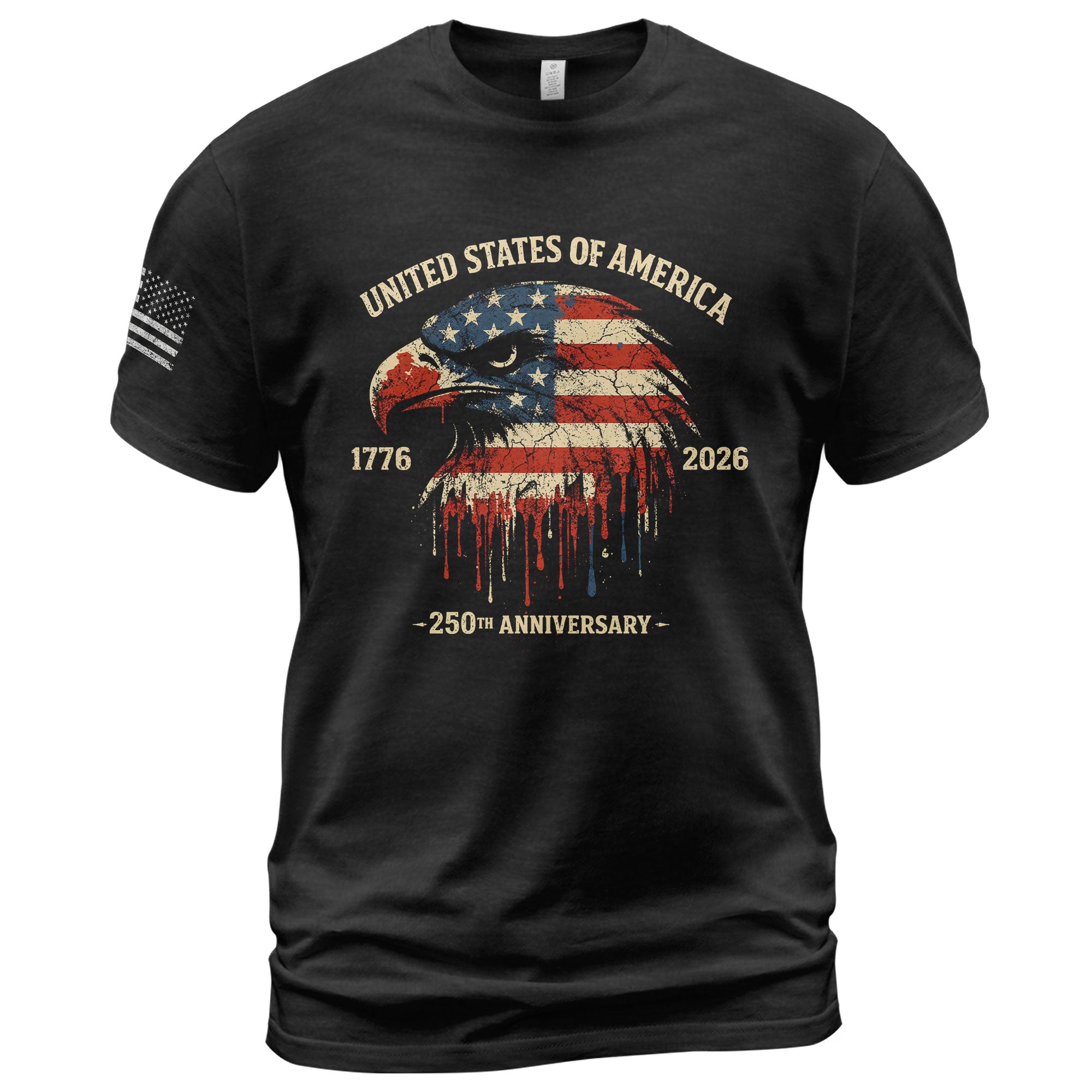 United States 250th Birthday 1776-2026 T-Shirt – USA Flag & Eagle Patriotic 250th Anniversary Graphic Tee - Rust Field Wear