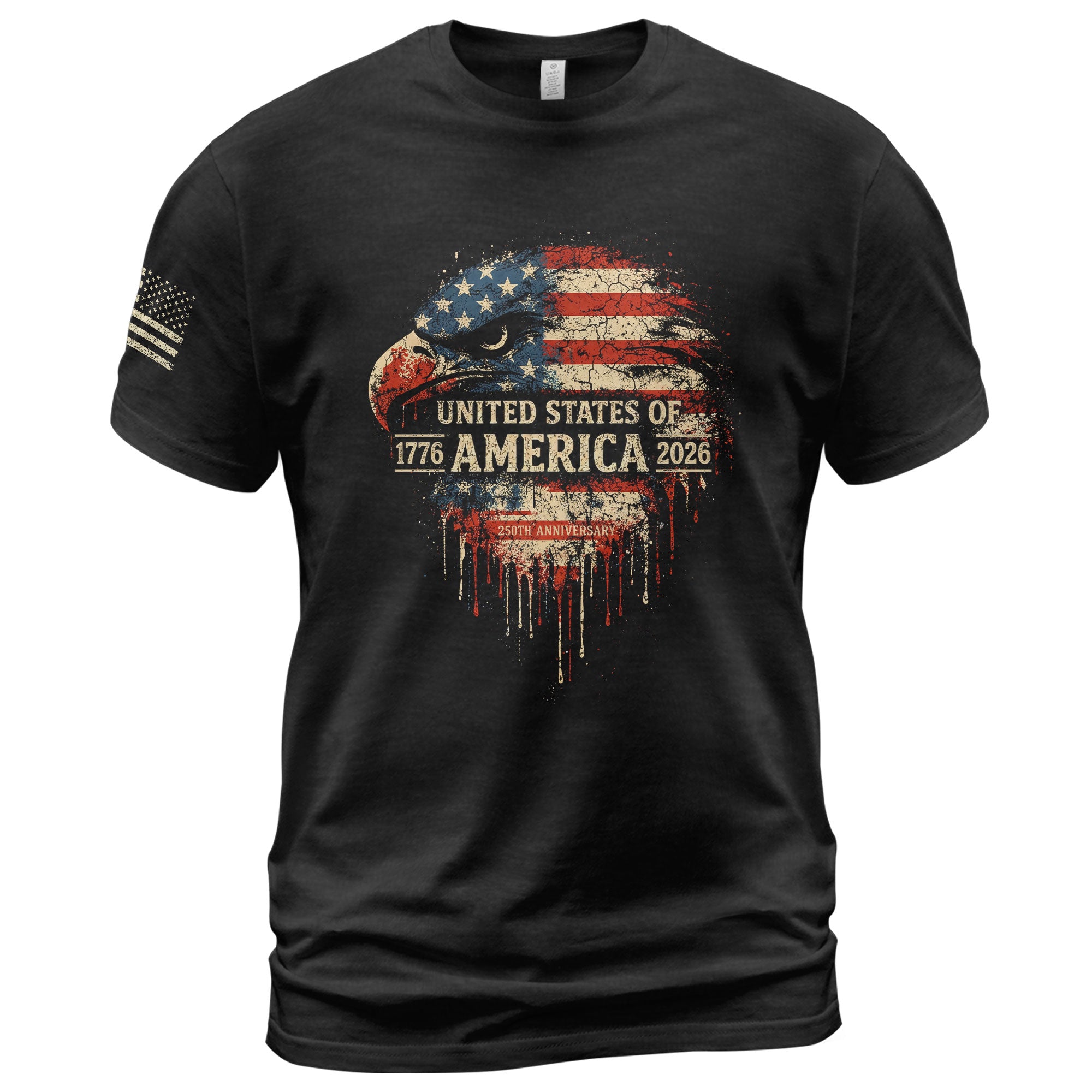 United States 250th Birthday 1776-2026 T-Shirt – USA Flag & Eagle Freedom Patriotic Anniversary Tee - Rust Field Wear