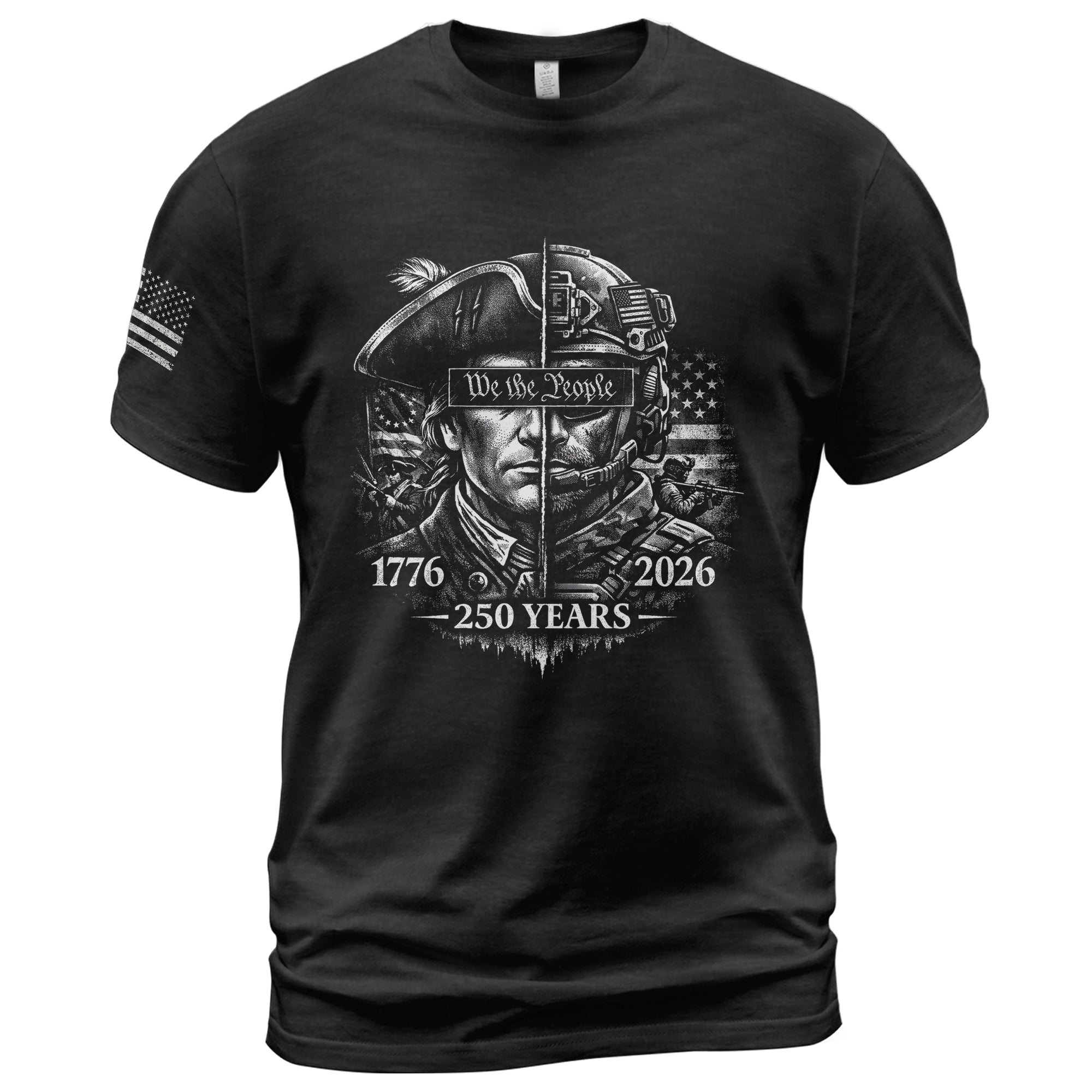 USA 250th Anniversary 1776-2026 T-Shirt – Revolutionary & Modern Soldier We The People Men's Shirt - Rust Field Wear