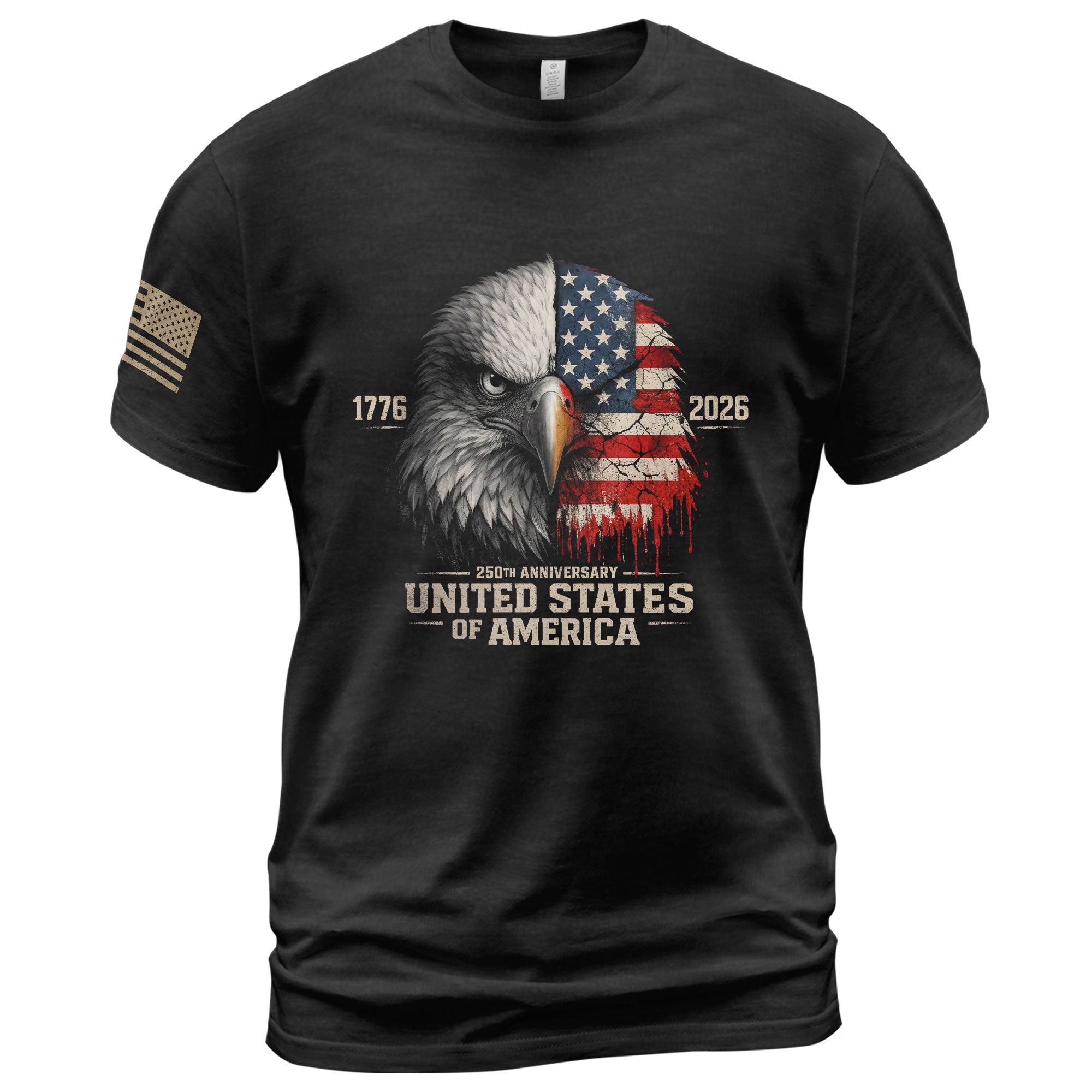 United States 250th Anniversary 1776-2026 T-Shirt – USA Flag & Eagle Distressed 250 Years Patriotic Tee - Rust Field Wear